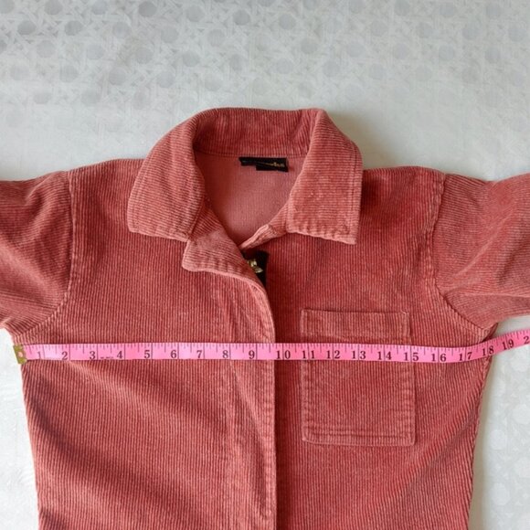 Nooworks Women Corduroy Jumpsuit Small Front Zip-Up Comfy Stretch Short Sleeve - Picture 6 of 12